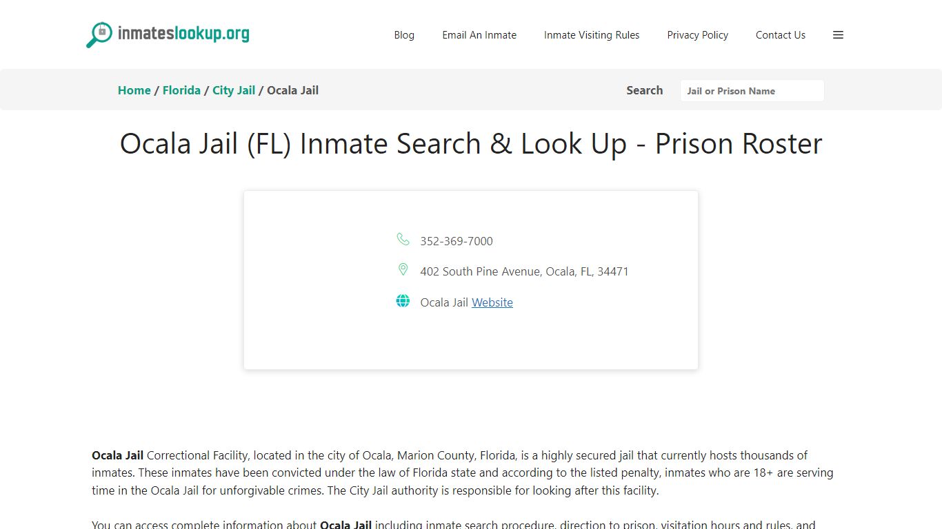 Ocala Jail (FL) Inmate Search & Look Up - Prison Roster - Inmates lookup